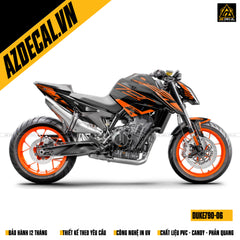 Mẫu tem dán xe KTM Duke 790 màu đen và da cam