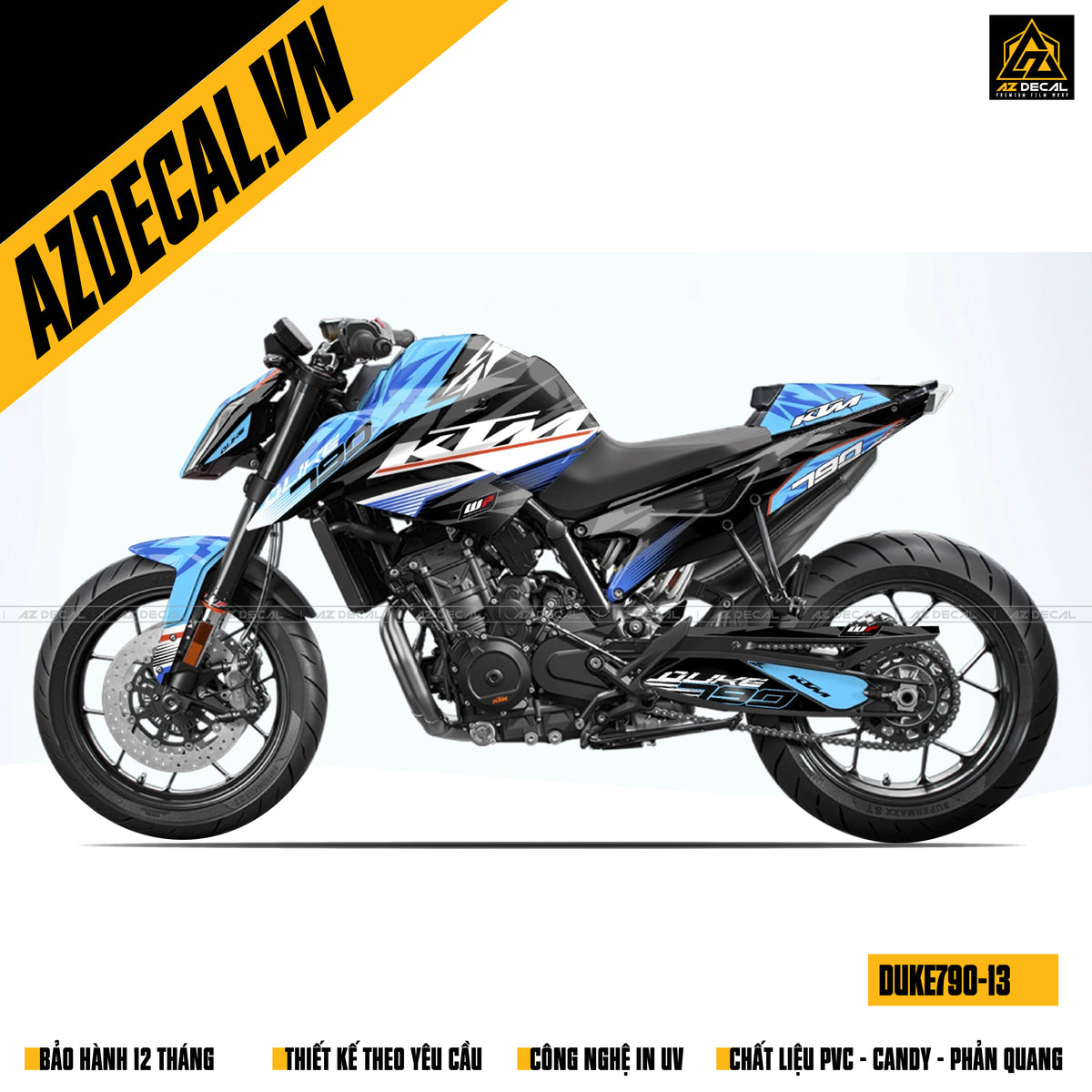 Decal xanh trắng dán xe KTM Duke 790