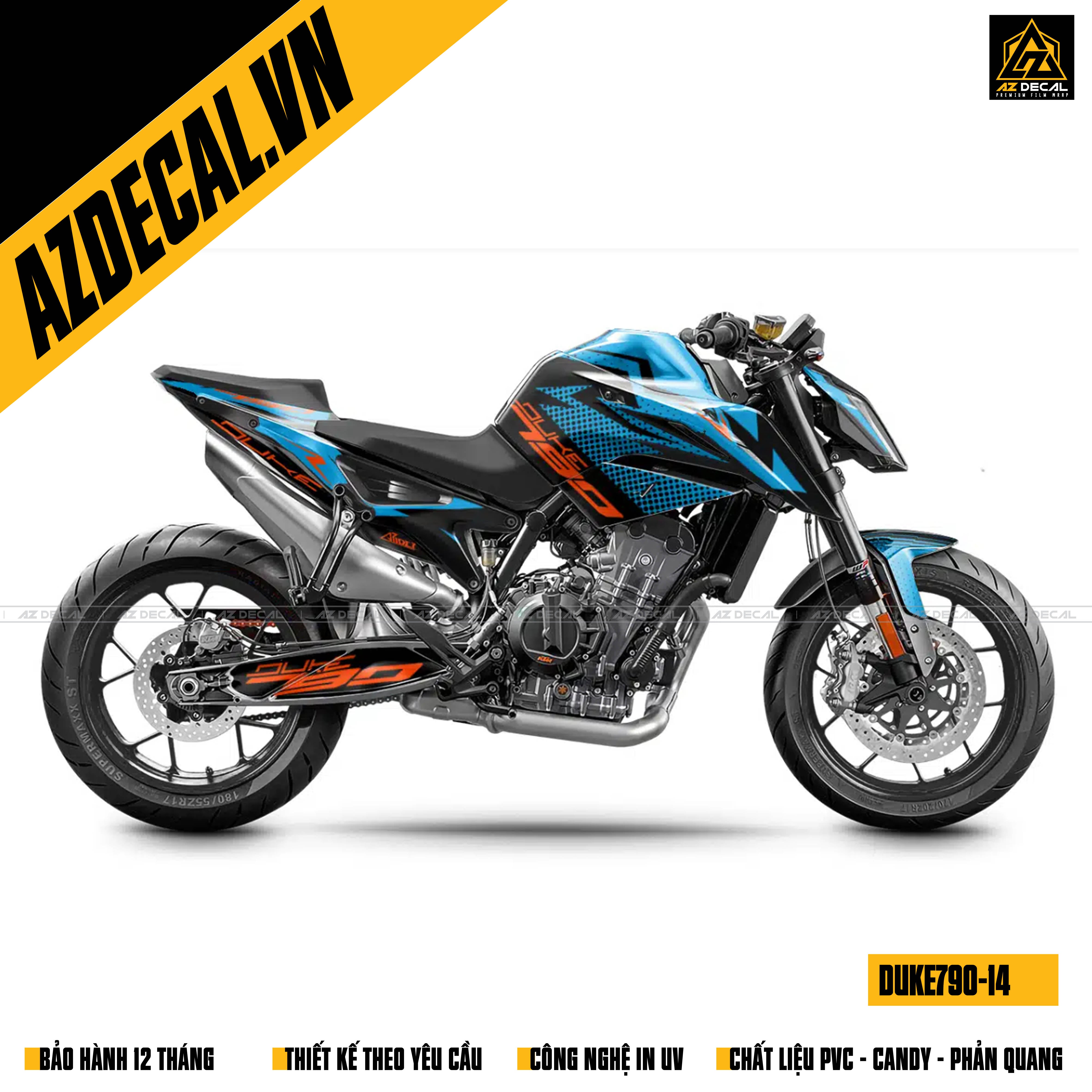 Thiết kế tem xe KTM Duke 790 màu xanh dương