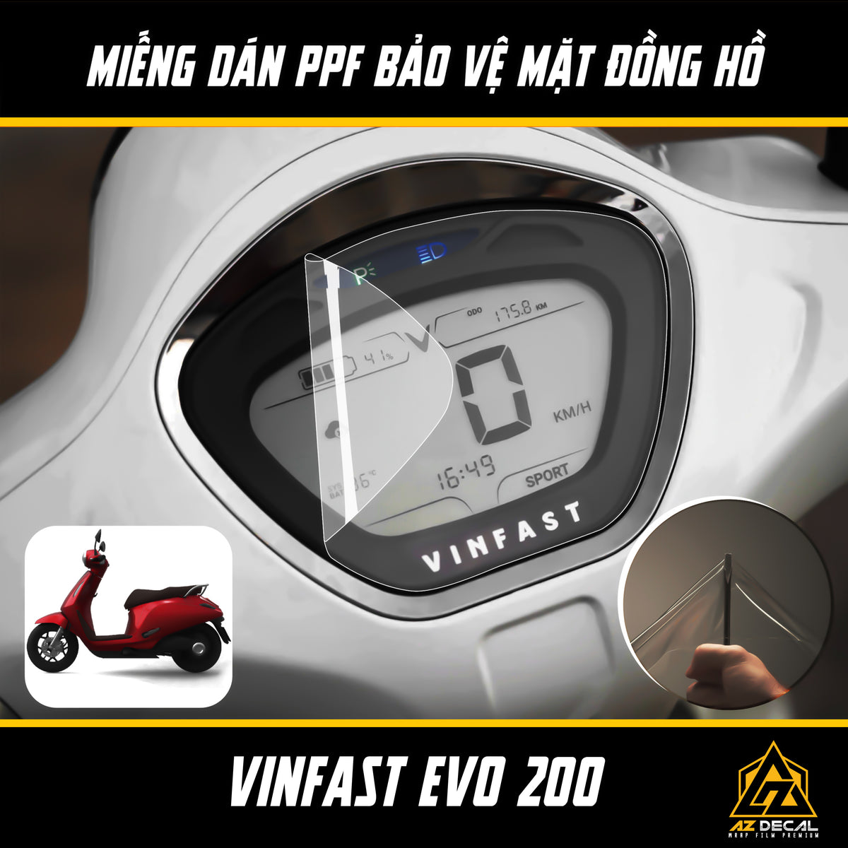 Miếng Dán PPF Mặt Đồng Hồ Xe Vinfast Evo 200