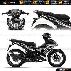 Decal dán trùm xe Yamaha Exciter 150 màu đen trắngv