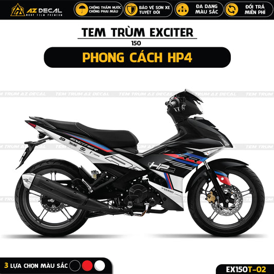 Tem trùm HP4 dán xe Exciter 150 đẹp - Azdecal.vn