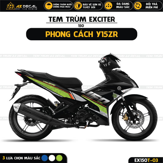 Tem trùm Y15ZR dán xe Exciter 150 - Azdecal