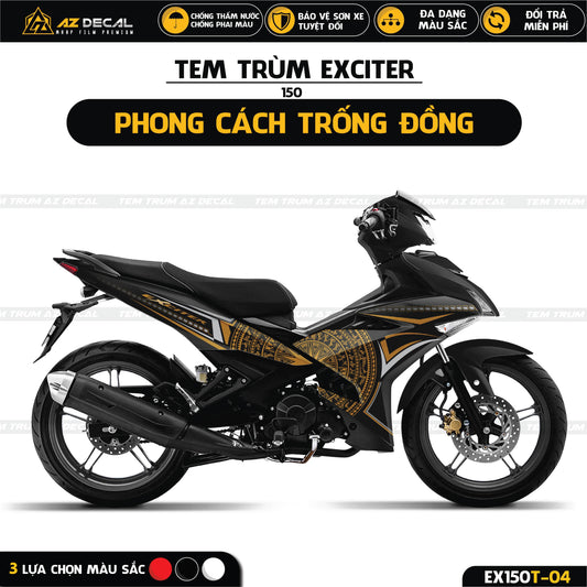 Tem trùm Exciter 150 mẫu Trống Đồng