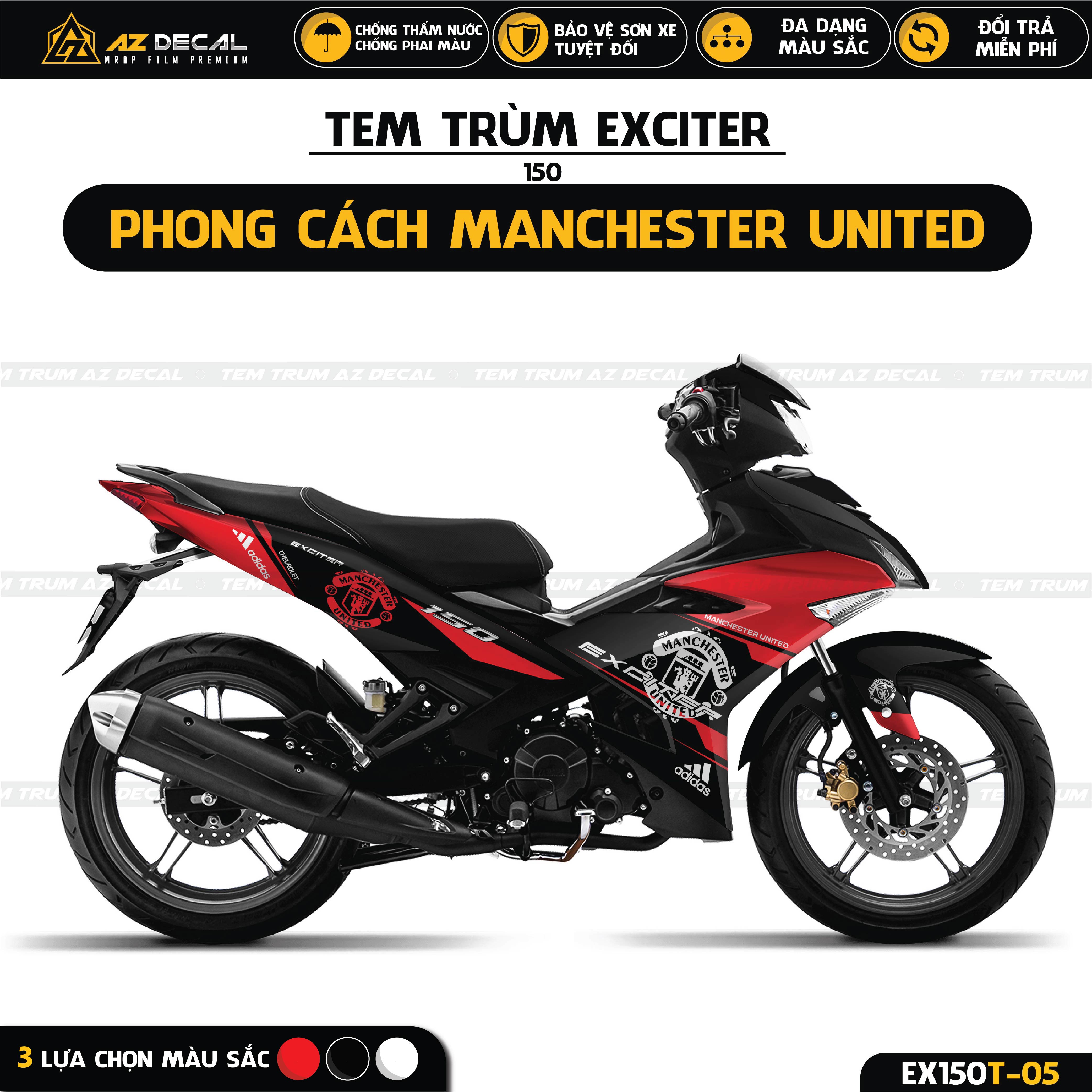 Tem trùm xe Exciter 150 mẫu Manchester United