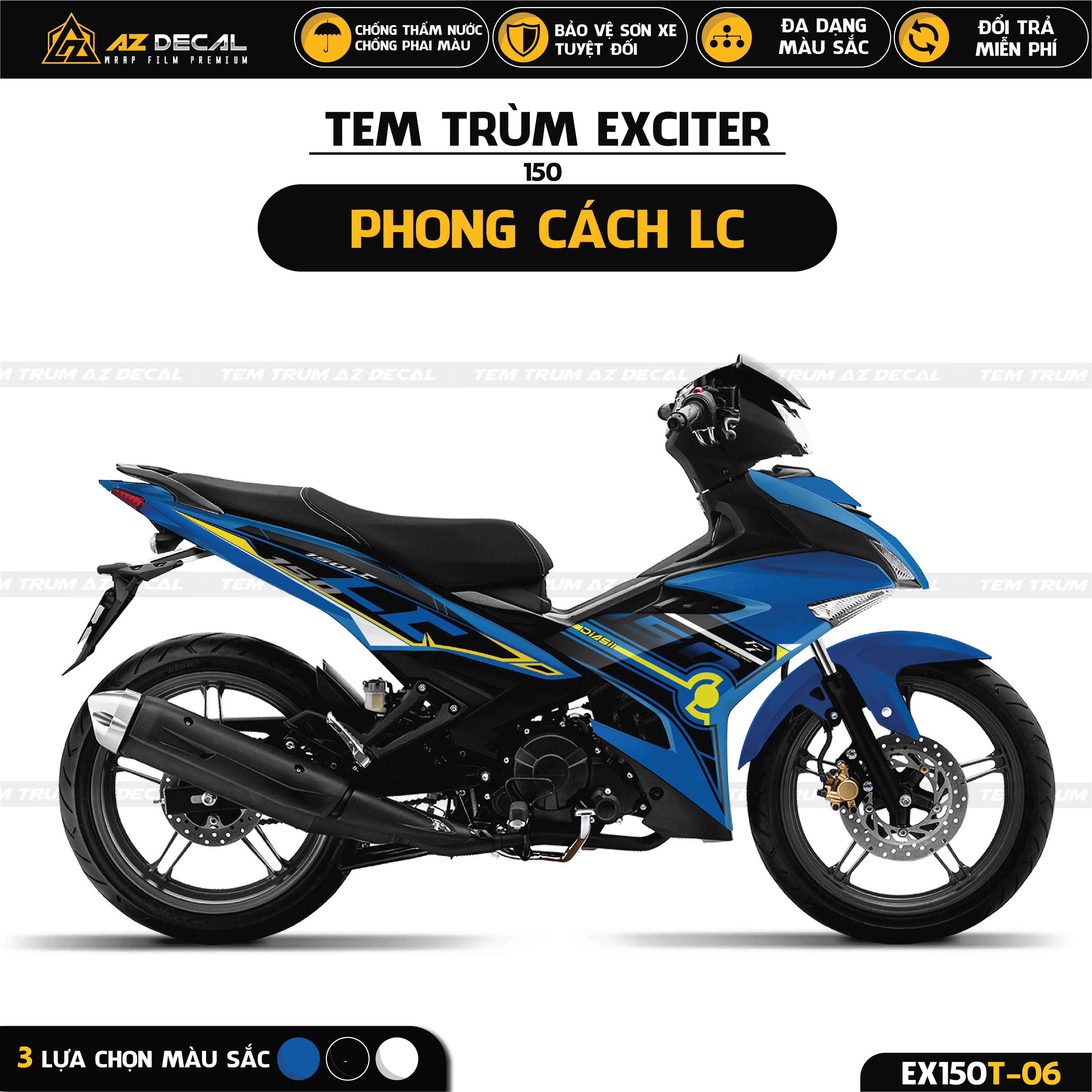 Tem trùm dán xe Exciter 150 mẫu LC