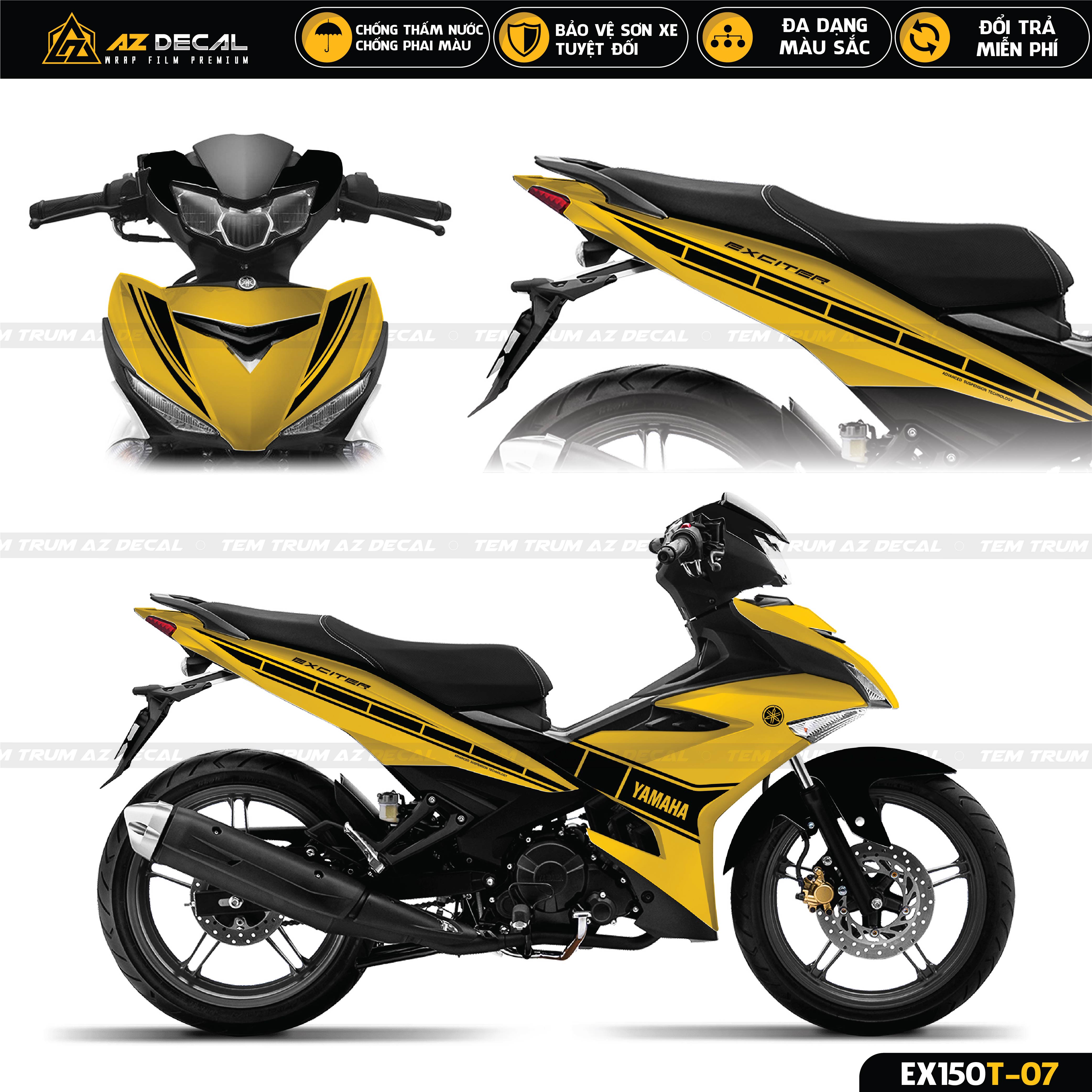 Tem trùm Ex 150 vàng đen phiên bản 60 năm Yamaha