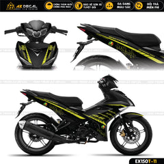 Decal dán xe Exciter 150 phong cách AGV Rossi màu đen vàng