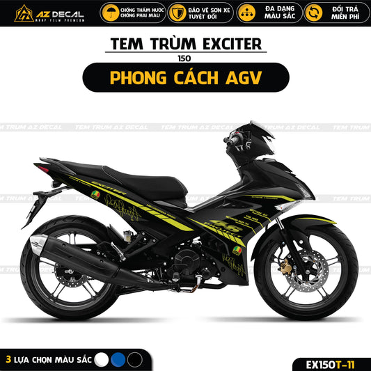 Tem trùm dán xe Exciter 150 phong cách AGV Rossi