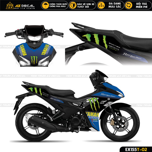 Dán decal trùm xe Ex 155 mẫu Monster Energy