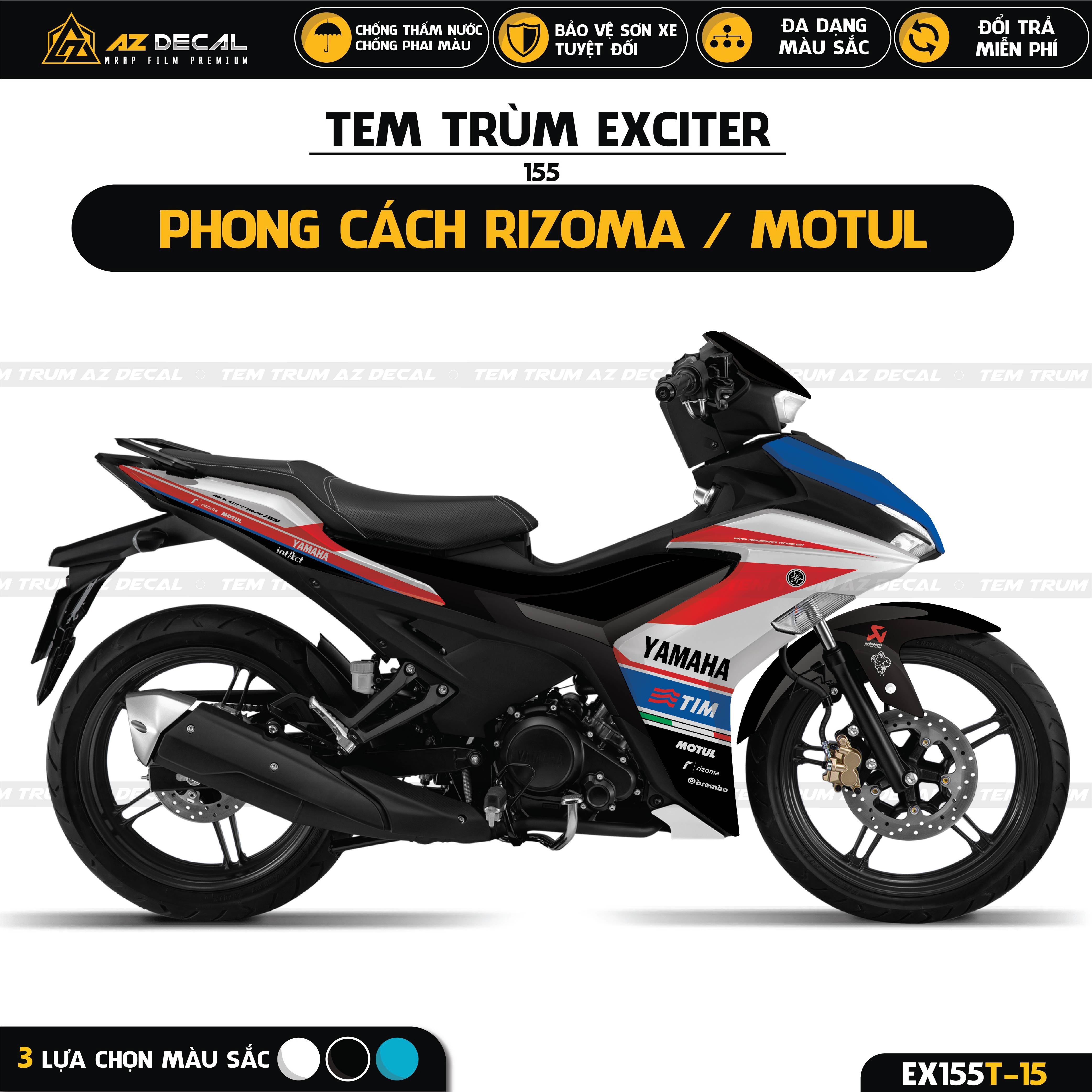 Tem trùm xe Exciter 155 phong cách Rizoma Motul