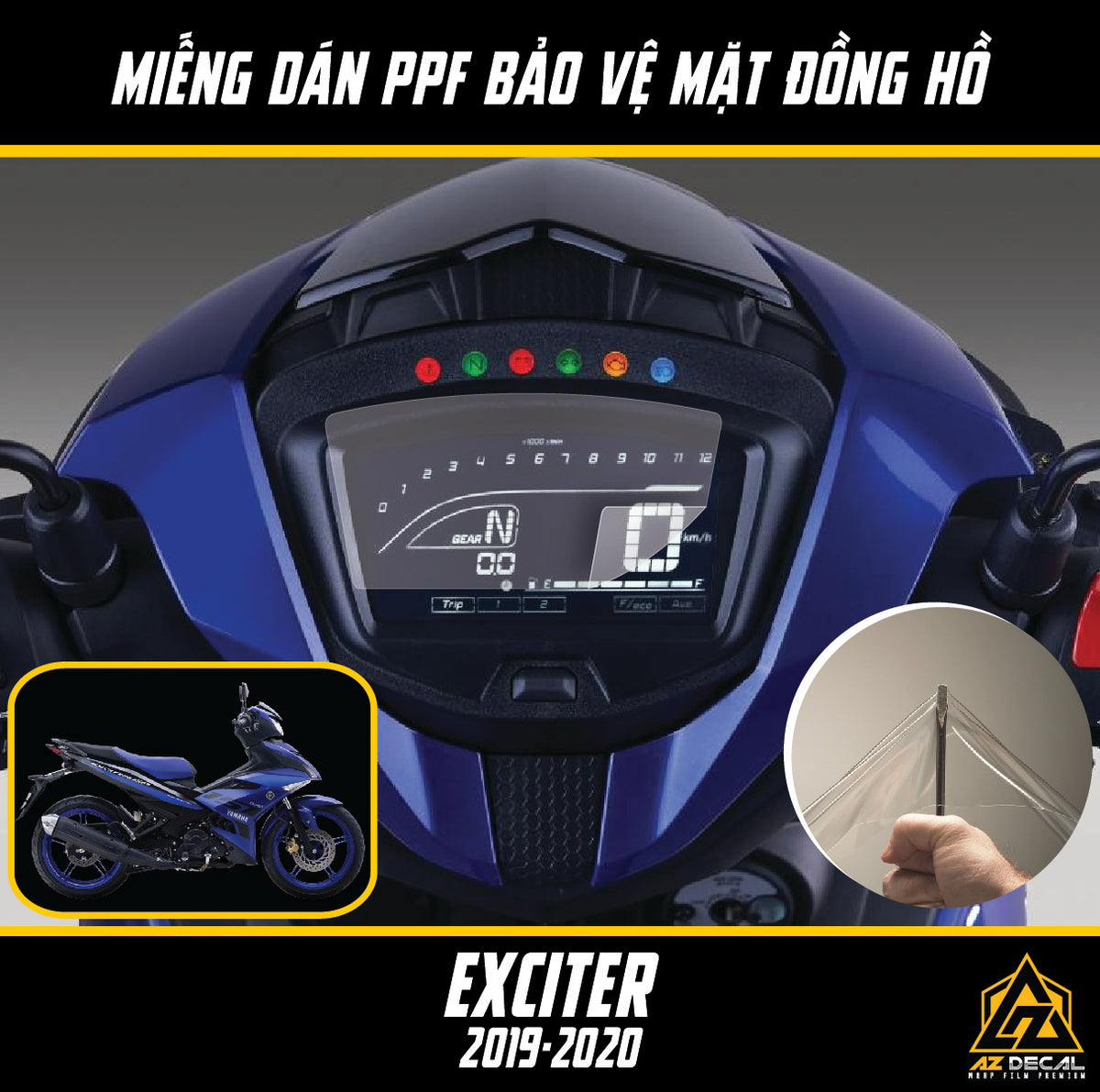 Miếng dán film PPF đồng hồ xe Exciter 150 2019 - 2020