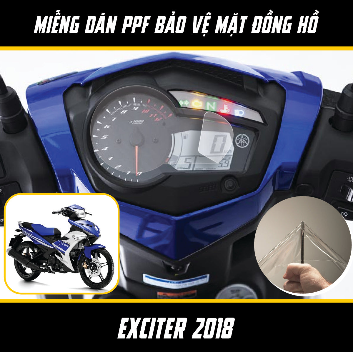 Miếng dán PPF bảo vệ mặt đồng hồ Exciter 150 2018