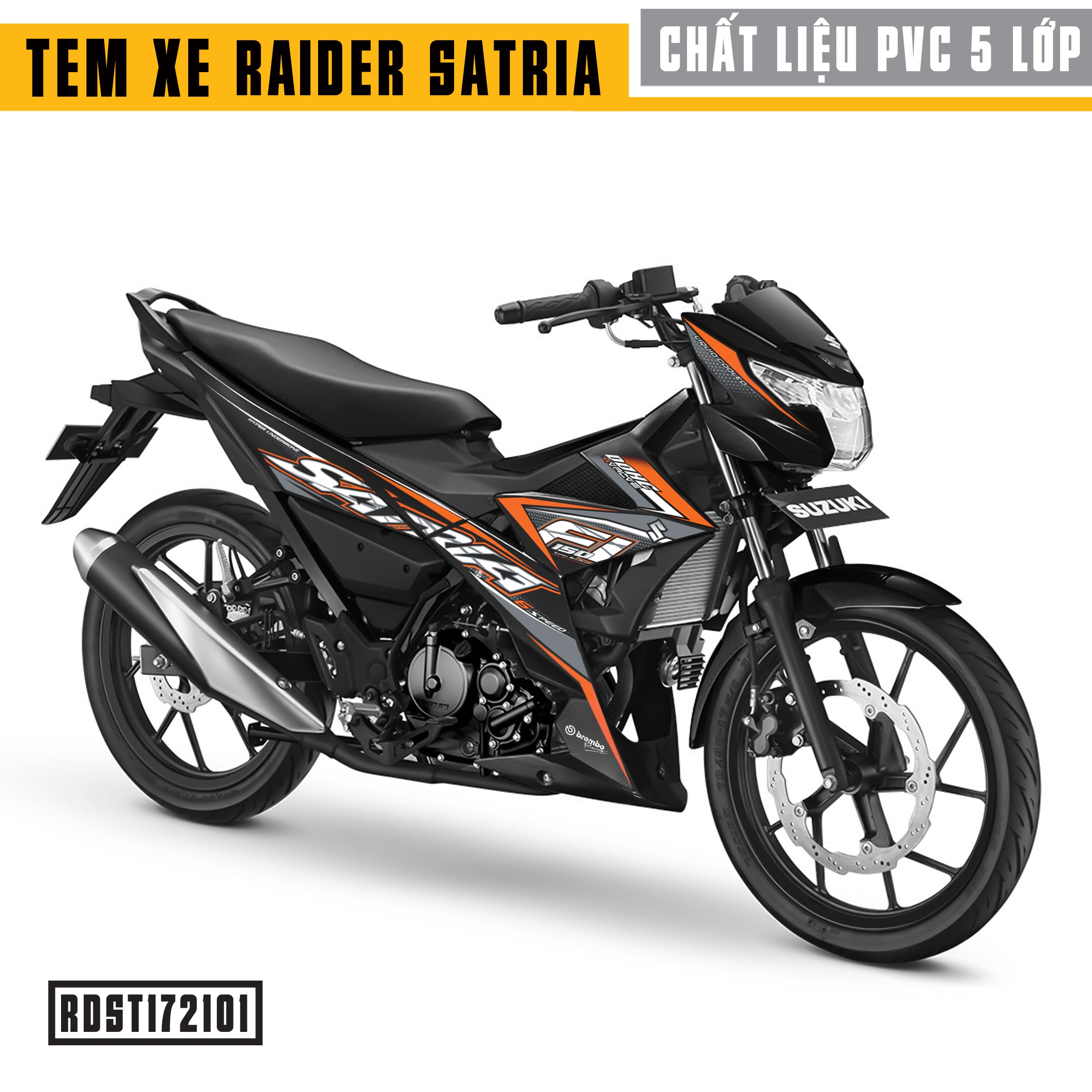 Tem xe Raider / Satria mẫu 01 - Xe Đen