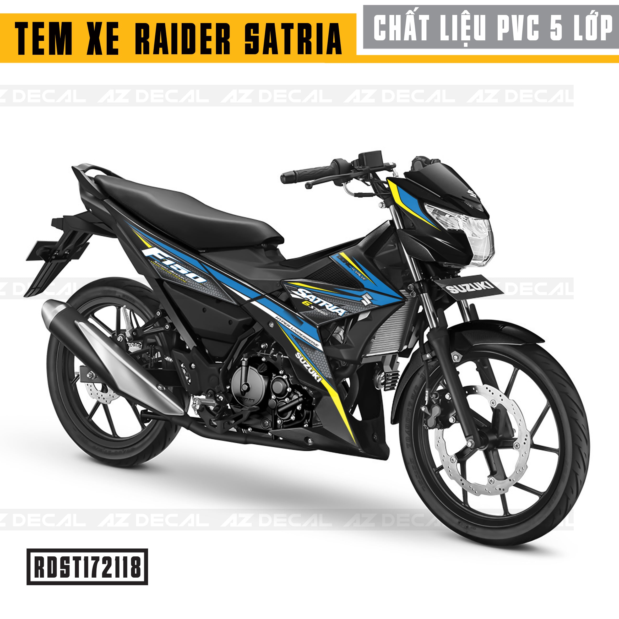 Tem xe Raider/Satria mẫu F150 Chế xe đen