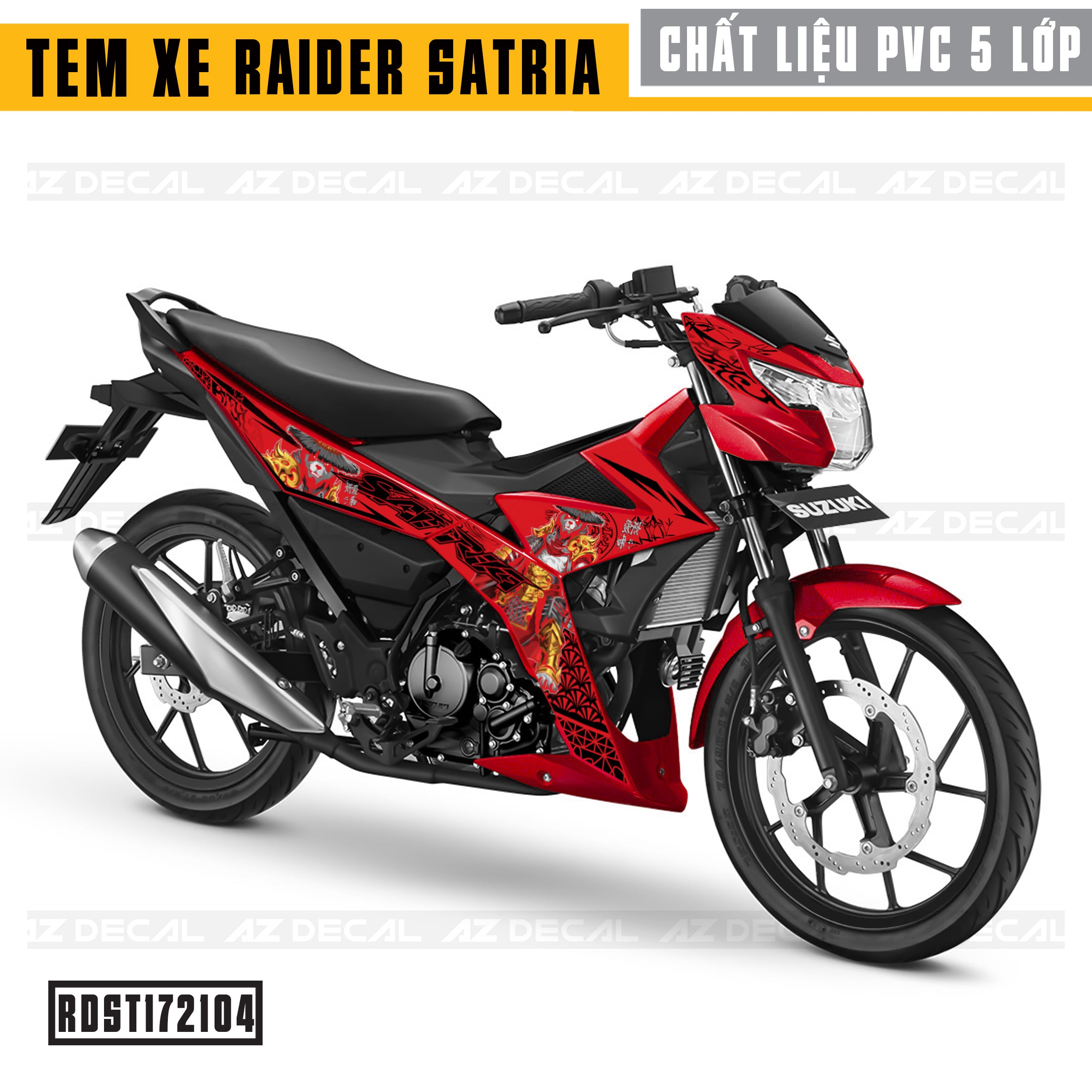 Tem xe Raider / Satria mẫu 04 - Xe Đỏ