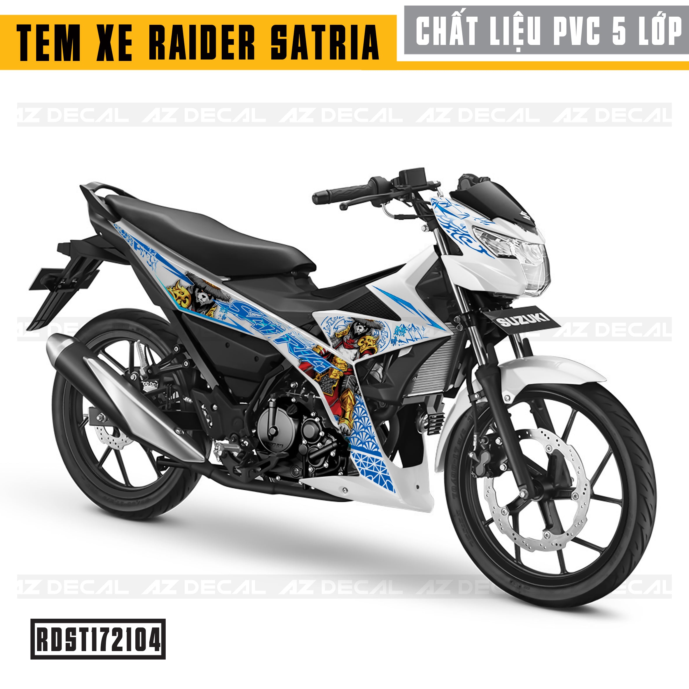 Tem xe Raider / Satria mẫu 04 - Xe Trắng