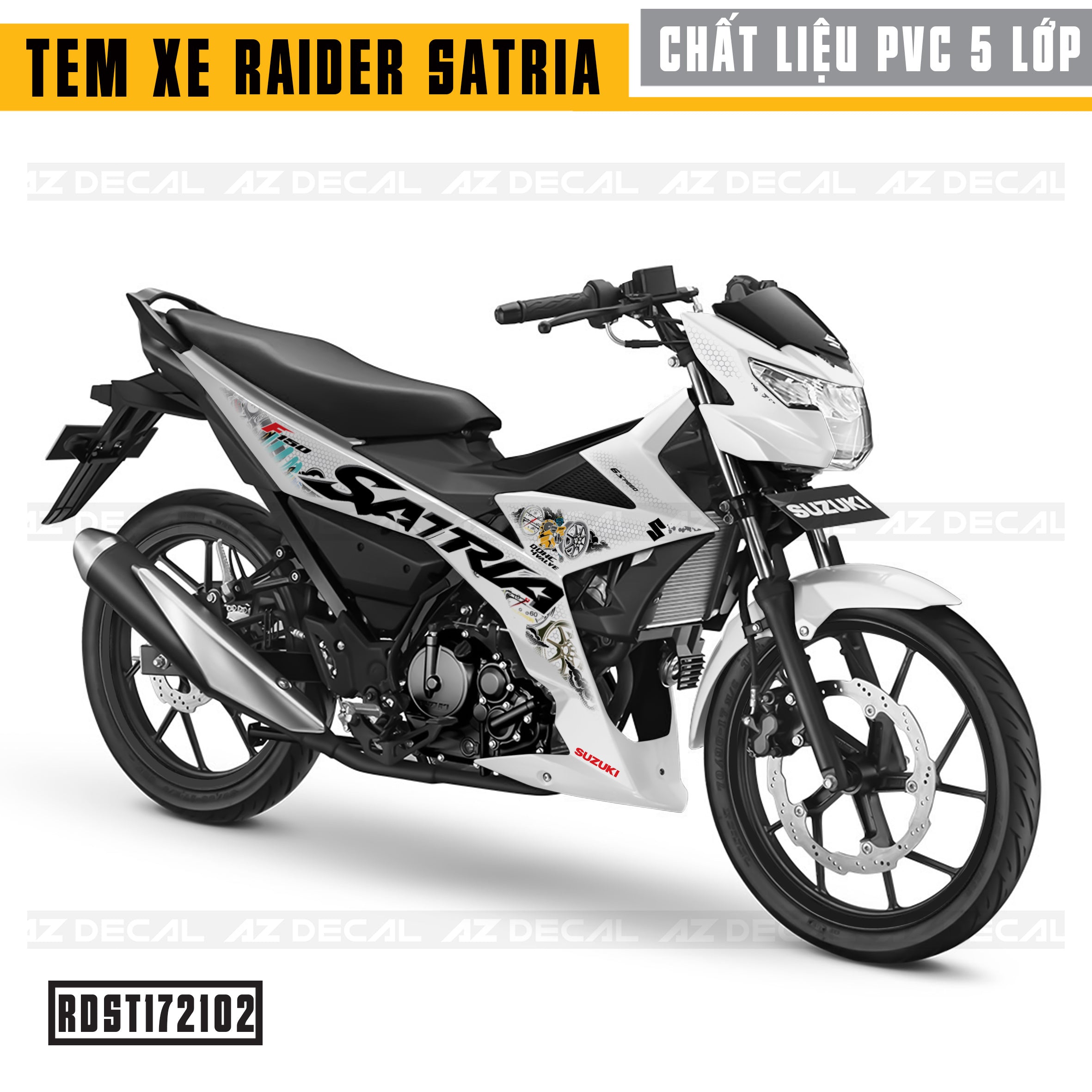 Tem xe Raider/Satria trắng mẫu 02