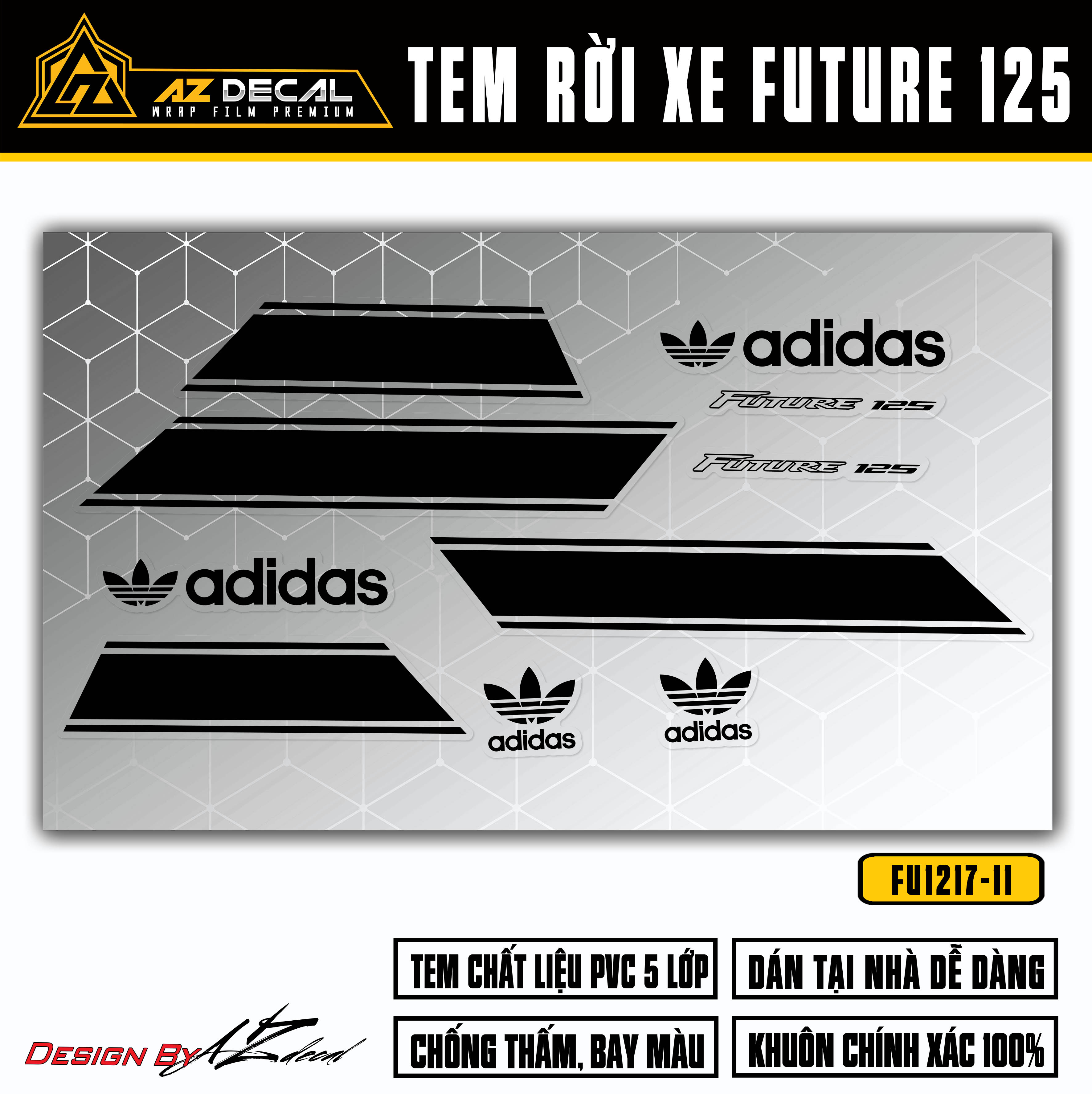 Chi tiết mẫu tem xe Future phong cách Adidas