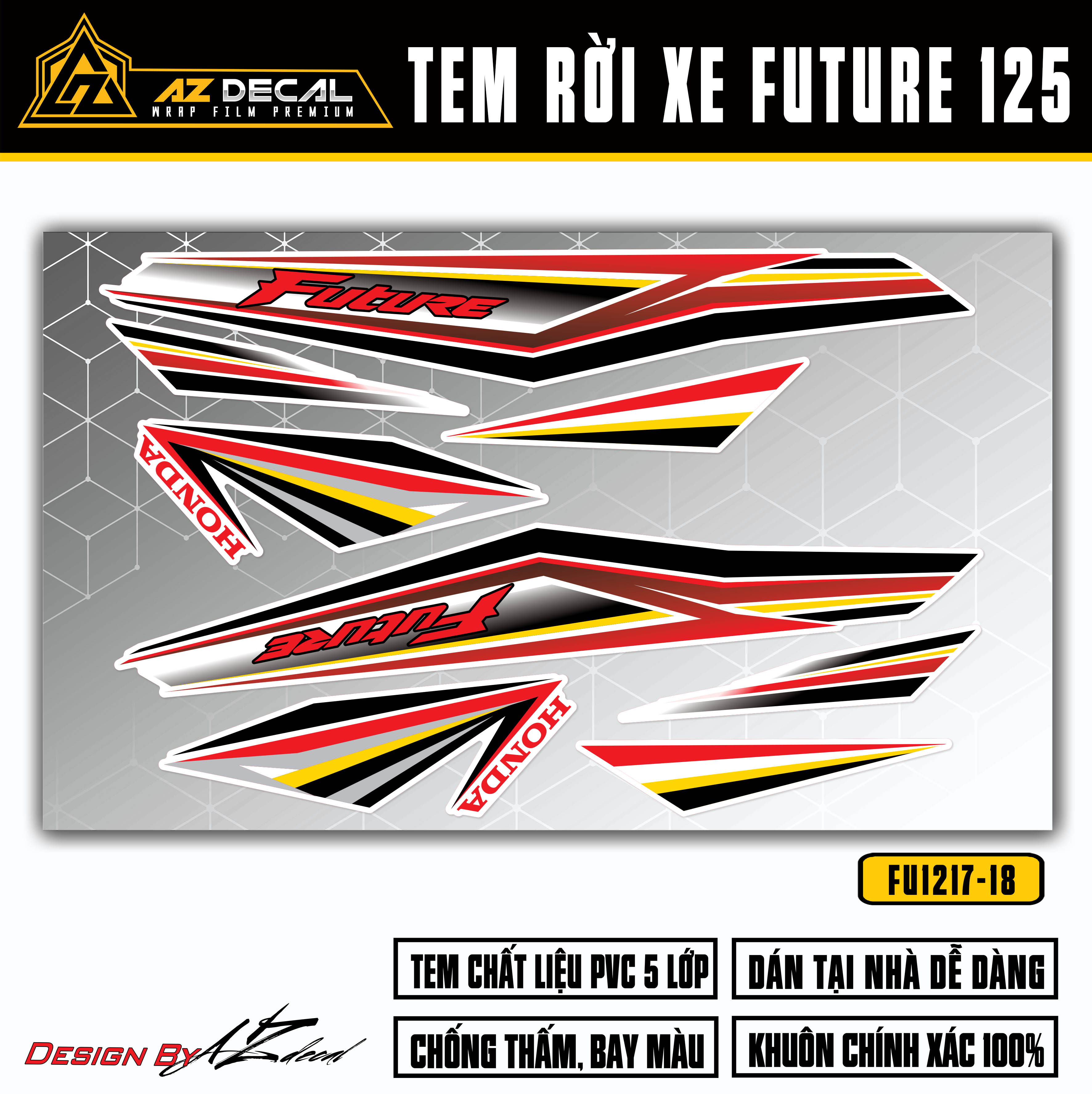 Decal dán xe Future 125 Fi đỏ đen