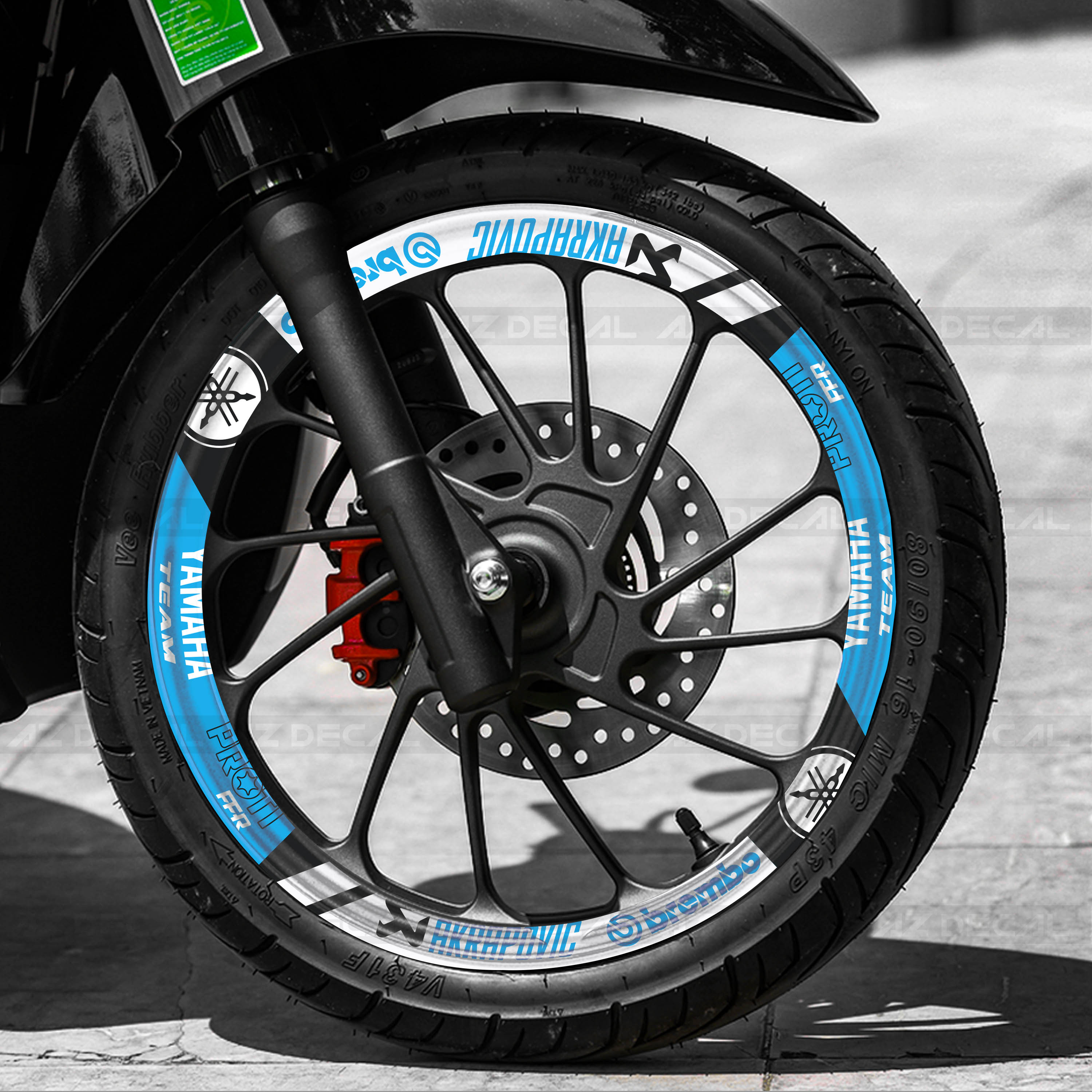 Hình ảnh thực tế mẫu Brembo 02 màu xanh