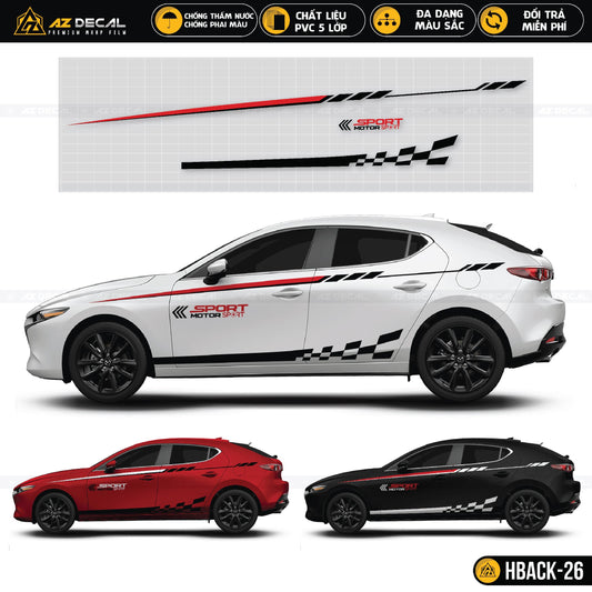 Tem xe đường đua racing road dán sườn xe ô tô Hatchback