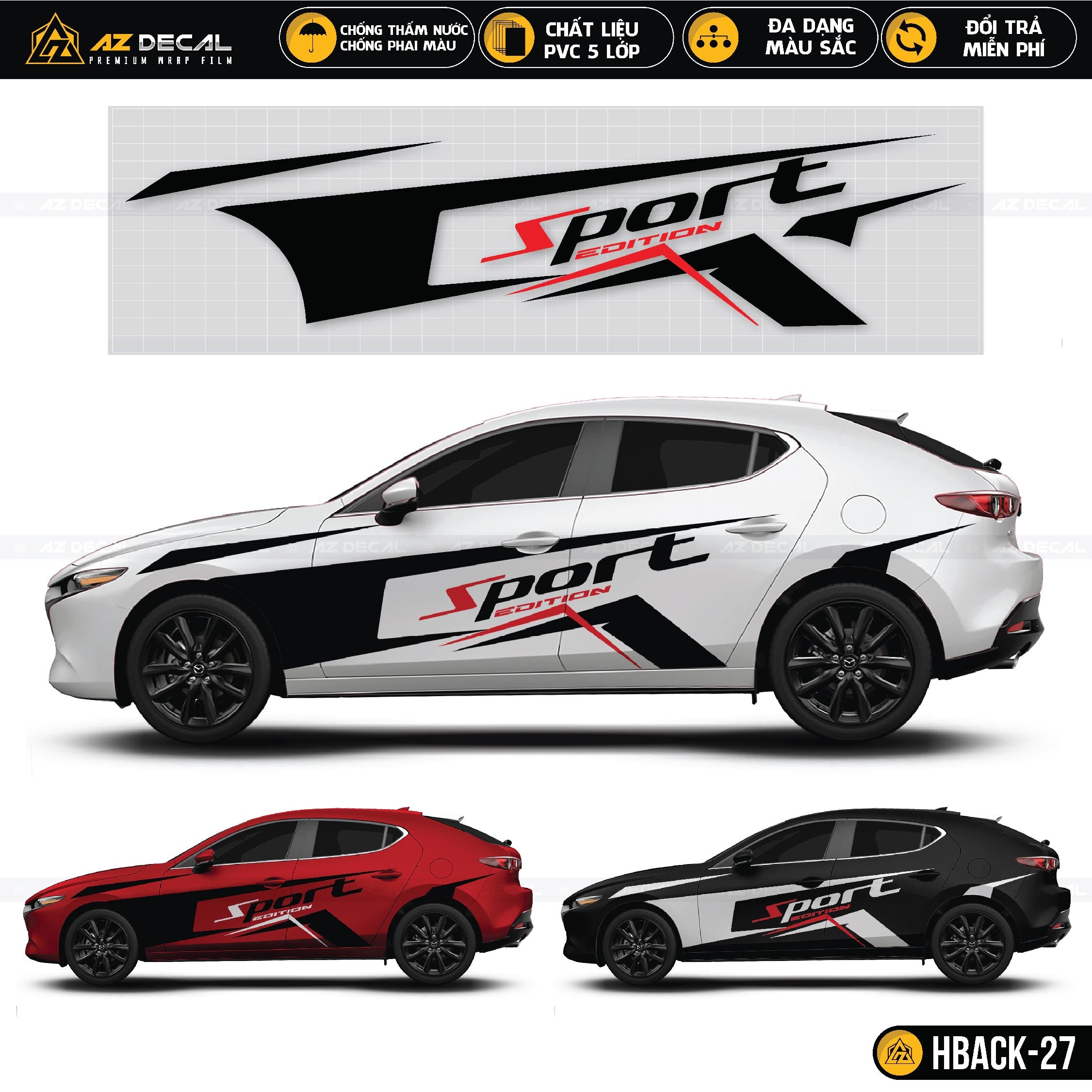 Mua decal Sport Edition dán cửa xe ô tô Hatchback