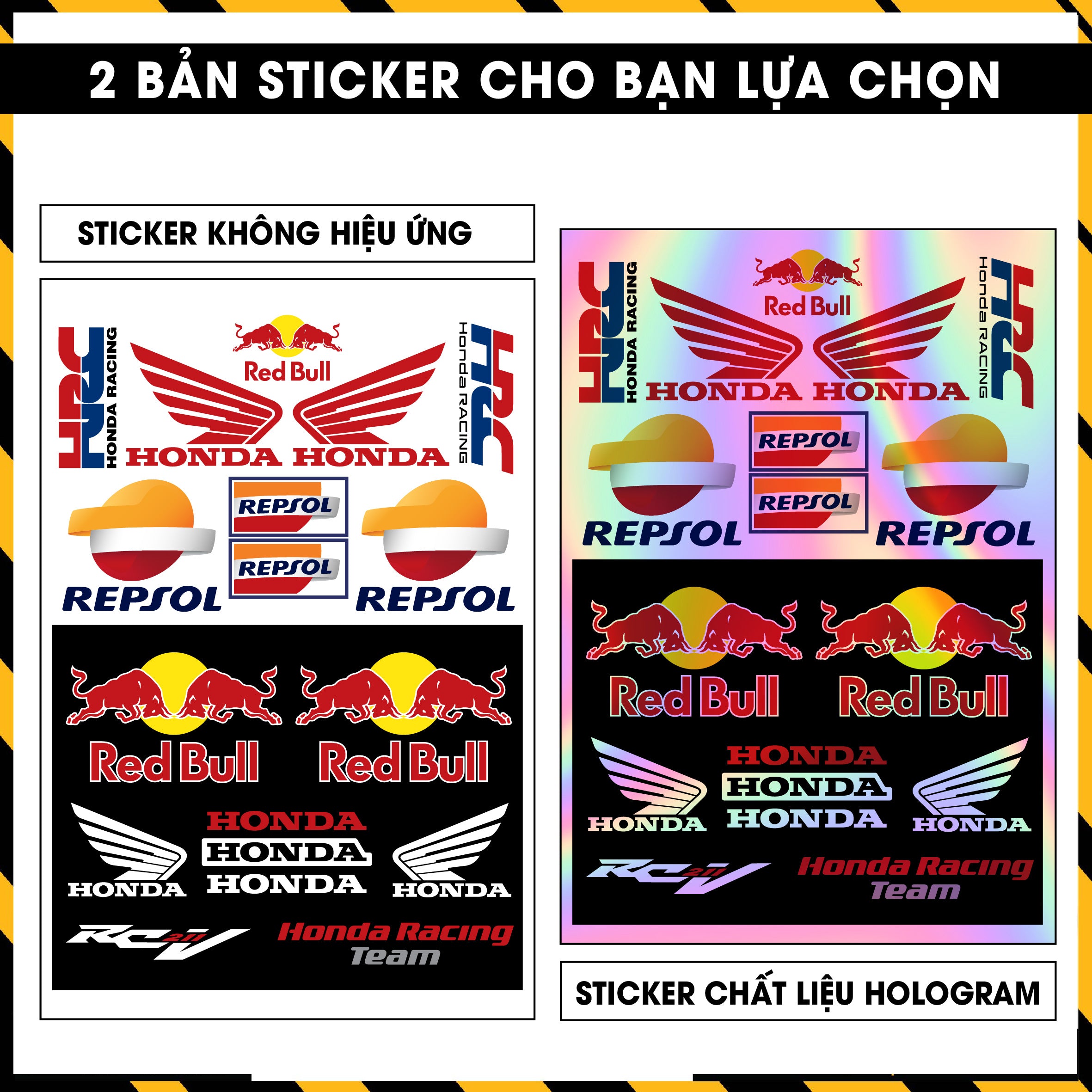 Sticker Dán Ô Tô, Xe Máy, Xe Điện, Xe Đạp, Mũ Bảo Hiểm | Hãng Xe Hologram - Honda