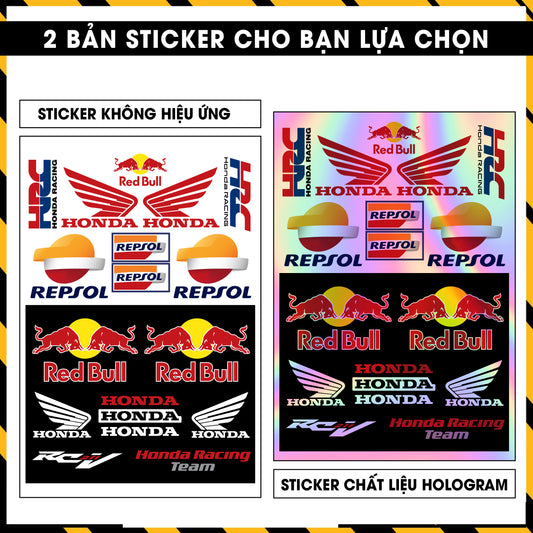 Sticker Dán Ô Tô, Xe Máy, Xe Điện, Xe Đạp, Mũ Bảo Hiểm | Hãng Xe Hologram - Honda