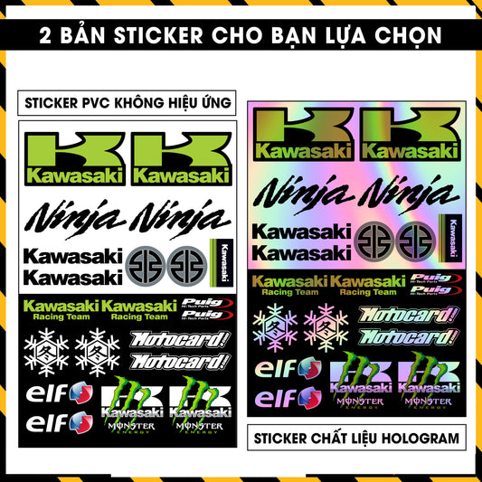 Sticker Dán Ô Tô, Xe Máy, Xe Điện, Xe Đạp, Mũ Bảo Hiểm | Hãng Xe Hologram - Kawasaki