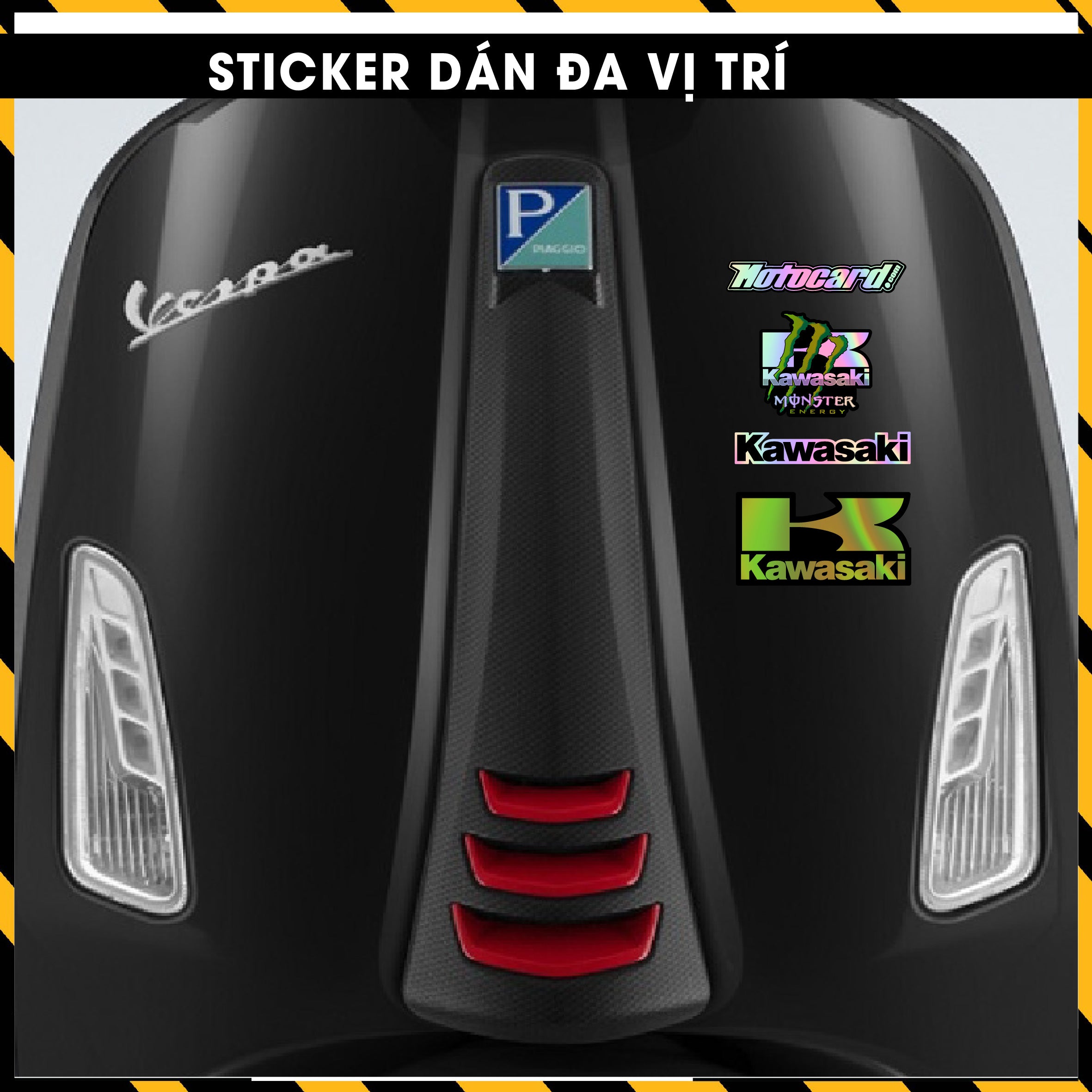 Sticker Dán Ô Tô, Xe Máy, Xe Điện, Xe Đạp, Mũ Bảo Hiểm | Hãng Xe Hologram - Kawasaki