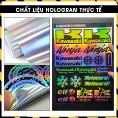 Sticker Dán Ô Tô, Xe Máy, Xe Điện, Xe Đạp, Mũ Bảo Hiểm | Hãng Xe Hologram - Kawasaki