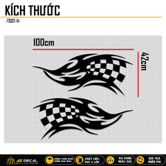 Kích thước mẫu tem dán sườn xe hơi Racing