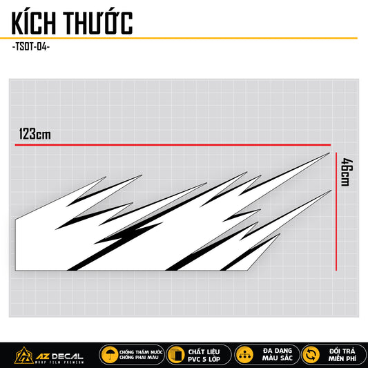 Kích thước mẫu dán sườn xe oto thiết kế vết xước