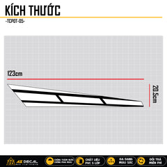 Kích thước mẫu tem dán nắp capo xe hơi phong cách hiện đại