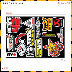 Sticker Dán Ô Tô, Xe Máy, Xe Điện, Xe Đạp, Mũ Bảo Hiểm | SET Trang Trí C3