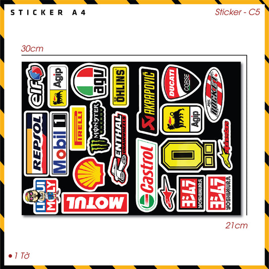 Sticker Dán Ô Tô, Xe Máy, Xe Điện, Xe Đạp, Mũ Bảo Hiểm | SET Trang Trí C5
