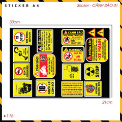 Sticker Dán Ô Tô, Xe Máy, Xe Điện, Xe Đạp, Mũ Bảo Hiểm | SET CẢNH BÁO 01