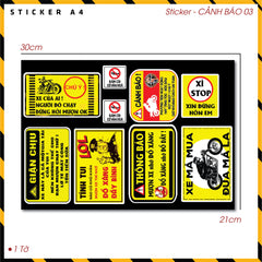 Sticker Dán Ô Tô, Xe Máy, Xe Điện, Xe Đạp, Mũ Bảo Hiểm | SET CẢNH BÁO 03