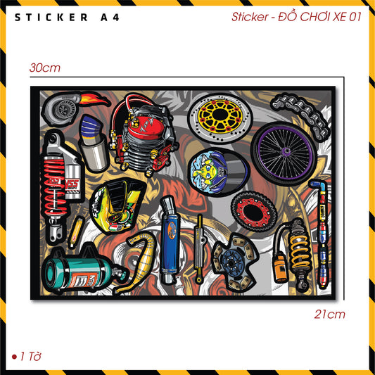 Sticker Dán Ô Tô, Xe Máy, Xe Điện, Xe Đạp, Mũ Bảo Hiểm | SET ĐỒ CHƠI XE 01