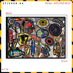 Sticker Dán Ô Tô, Xe Máy, Xe Điện, Xe Đạp, Mũ Bảo Hiểm | SET ĐỒ CHƠI XE 01