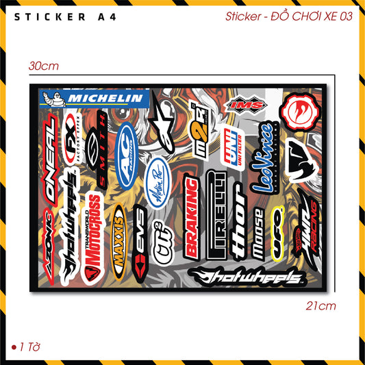 Sticker Dán Ô Tô, Xe Máy, Xe Điện, Xe Đạp, Mũ Bảo Hiểm | SET ĐỒ CHƠI XE 03