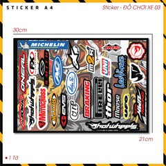 Sticker Dán Ô Tô, Xe Máy, Xe Điện, Xe Đạp, Mũ Bảo Hiểm | SET ĐỒ CHƠI XE 03
