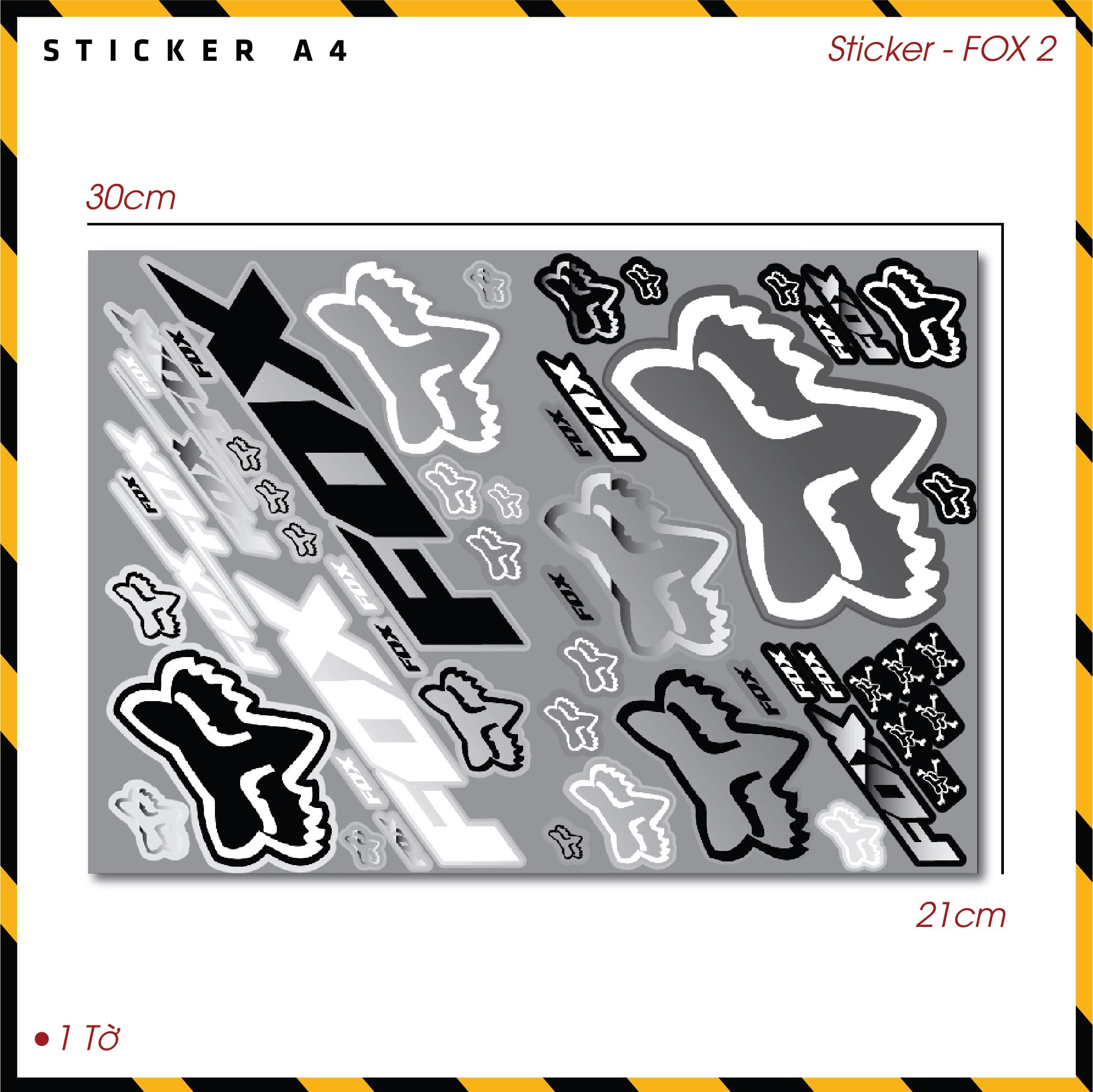 Sticker Dán Ô Tô, Xe Máy, Xe Điện, Xe Đạp, Mũ Bảo Hiểm | SET Trang Trí FOX 2
