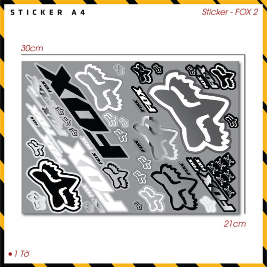 Sticker Dán Ô Tô, Xe Máy, Xe Điện, Xe Đạp, Mũ Bảo Hiểm | SET Trang Trí FOX 2