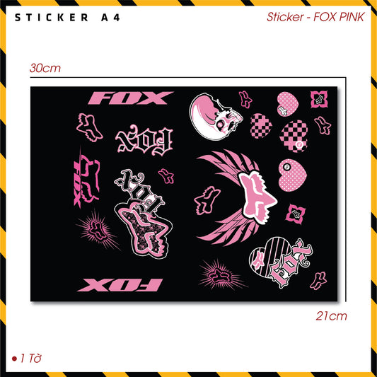 Sticker Dán Ô Tô, Xe Máy, Xe Điện, Xe Đạp, Mũ Bảo Hiểm | SET Trang Trí FOX PINK