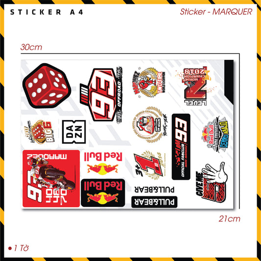Sticker Dán Ô Tô, Xe Máy, Xe Điện, Xe Đạp, Mũ Bảo Hiểm | SET Trang Trí MARQUER