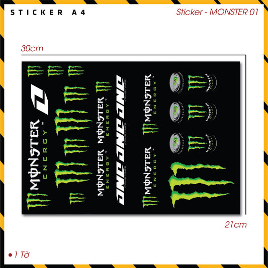 Sticker Dán Ô Tô, Xe Máy, Xe Điện, Xe Đạp, Mũ Bảo Hiểm | SET Trang Trí MONSTER 01