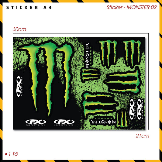 Sticker Dán Ô Tô, Xe Máy, Xe Điện, Xe Đạp, Mũ Bảo Hiểm | SET Trang Trí MONSTER 02