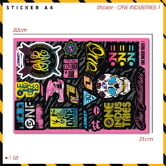 Sticker Dán Ô Tô, Xe Máy, Xe Điện, Xe Đạp, Mũ Bảo Hiểm | SET Trang Trí ONE INDUS TRIES 1